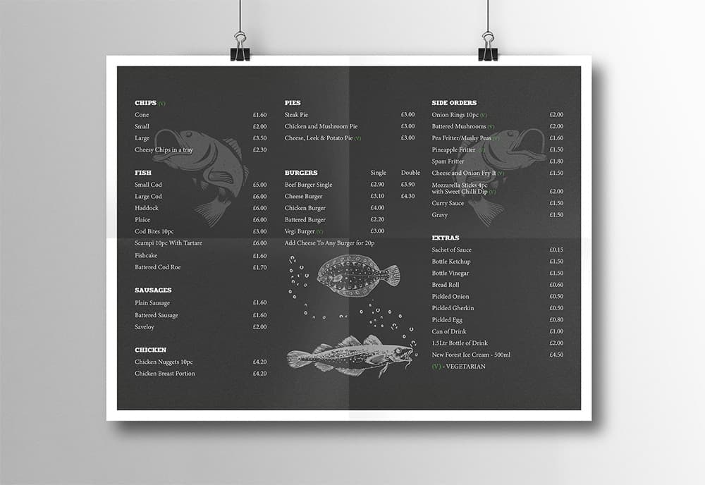 Photo of Vics Fish Bar printed menu