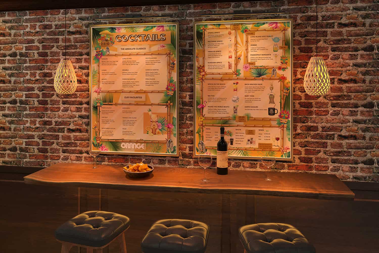 Photo of menu design in bar in Southampton