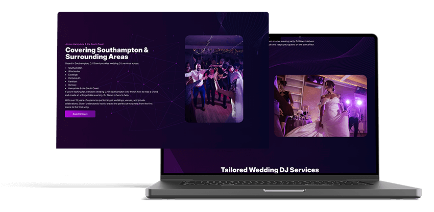 DJ Gianni performing at an event showcasing the final brand and website result